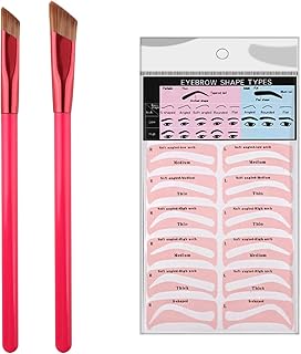 Multi-Function Eyebrow Brush, 2Pcs Square Angled Eyebrow Brush with Eyebrow Template Eye Brow Concealer Contour Brush Eyebrow Brushes Make-Up Tool