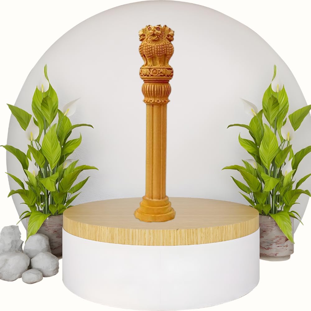 santarms Wooden Ashoka Pillar - Elevate Your Judiciary and Advocate Table, Perfect for Gifts, Car Dashboard Decor, and Aspiring Legal Minds - 12 Inches