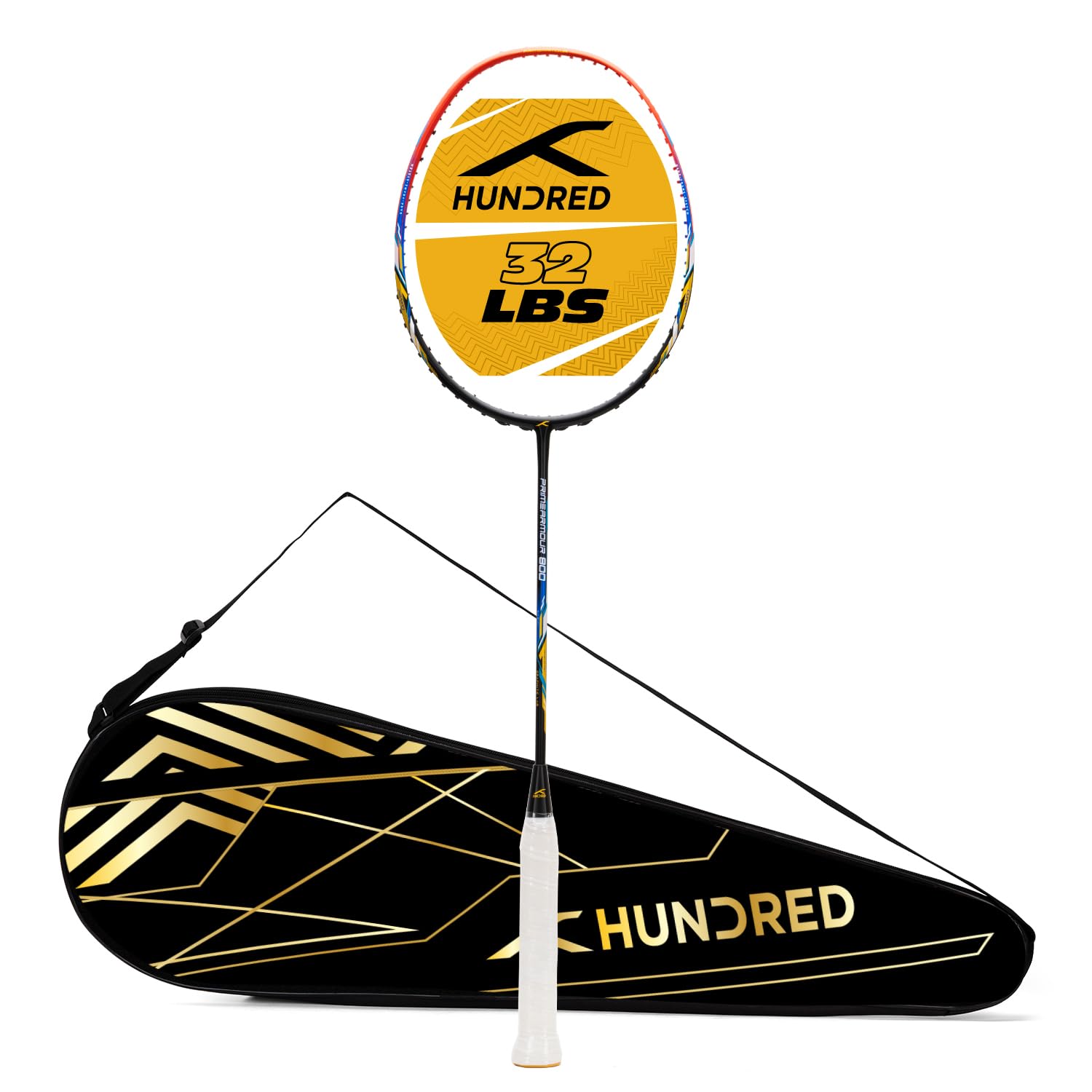 HUNDRED Primearmour 800 Carbon Fibre Strung Badminton Racket with Full Racket Cover for Intermediate Players