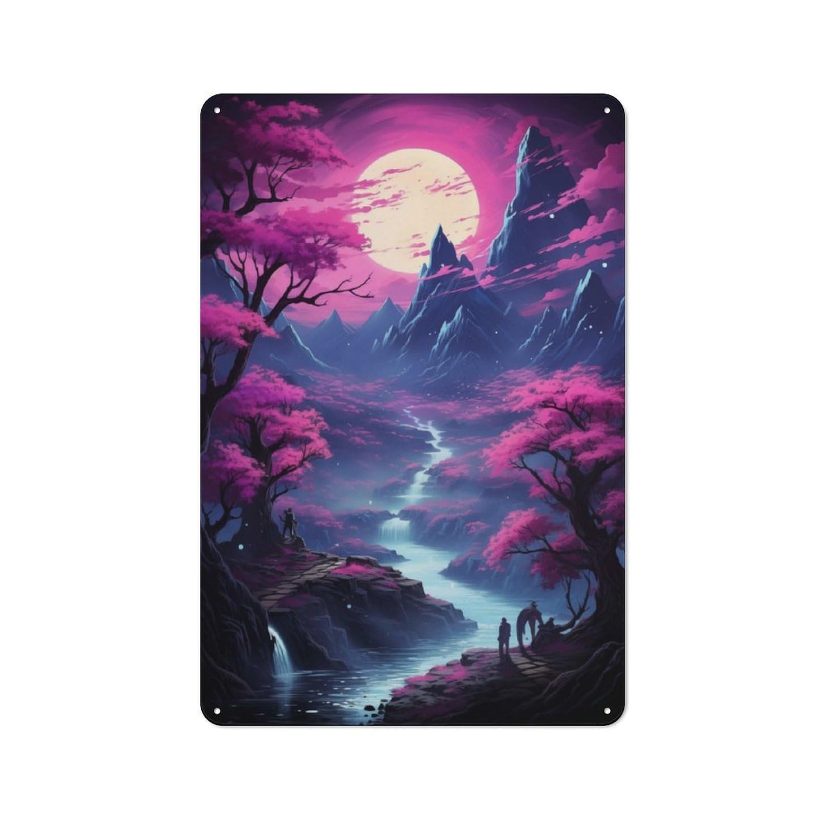 Junmoney Retro Fantasy Landscape Retro-Style Metal Plaque 30X20cm For Kitchen Or Home Bar, Gift For Home Bar Enthusiasts During The Christmas Season