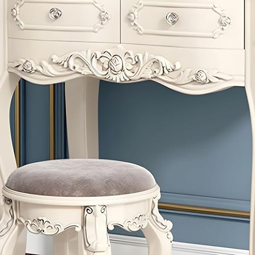 Miniatura 4 de CraftThink Moderno juego de tocador de maquillaje, escritorio de maquillaje para dormitorio, tocador de madera para dormitorio, tocador de