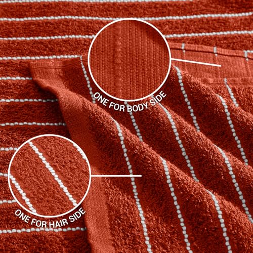 Image of Welspun 100% Cotton Towels for Bath | Towels for Bath Large Size | Welspun Bath Towel - Soft & Absorbent | 250 GSM | 1 Piece Bath Towel for Men /Women | Dobby Solid | 70 cms x 150 cms - Rust