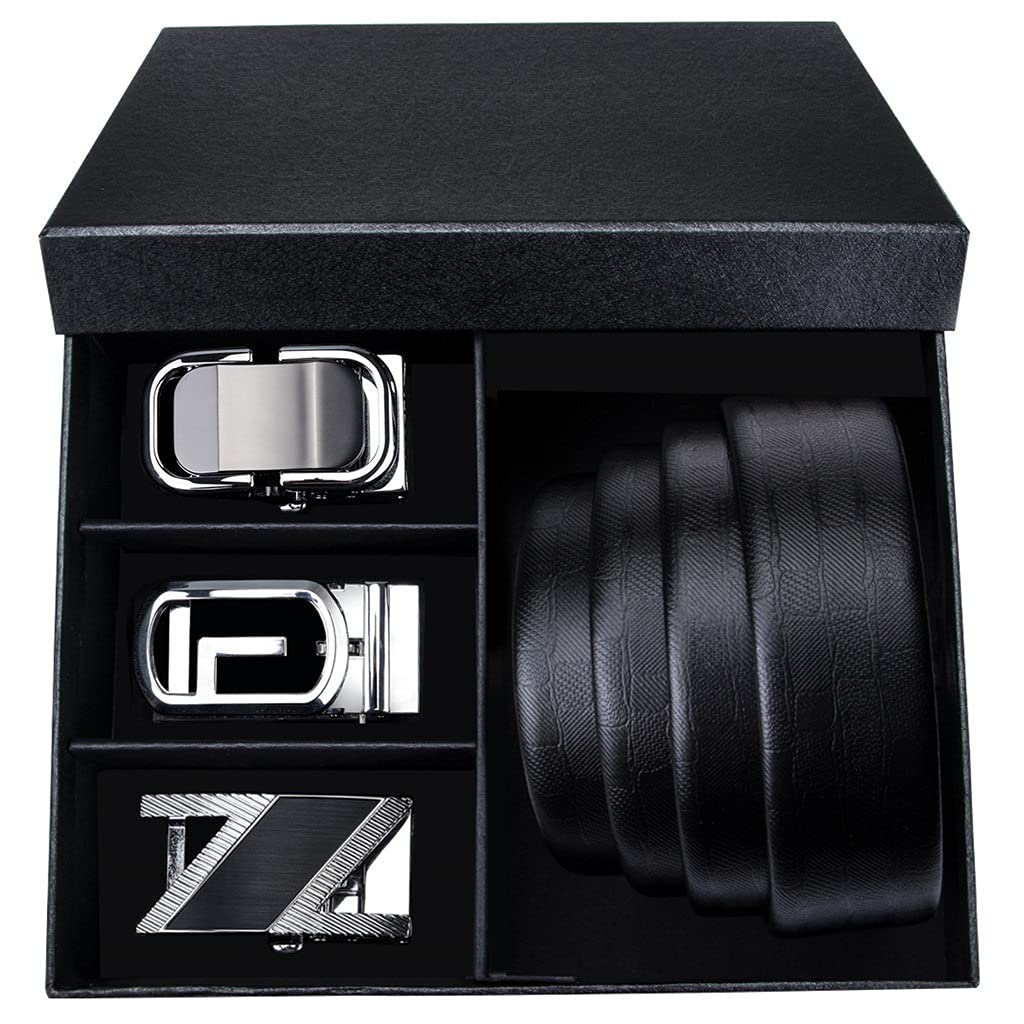 Ceinture homme automatique cuir véritable noir fin des trous taille 150cm