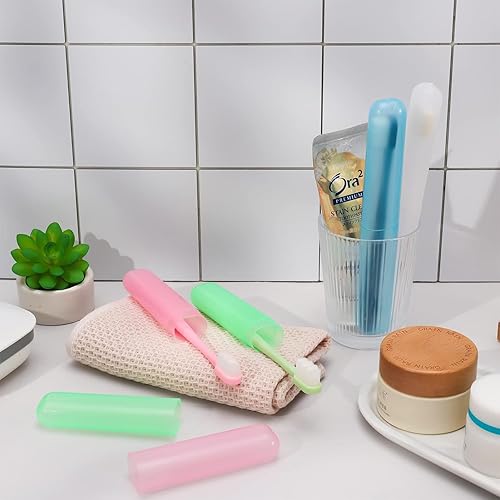 Miniatura 4 de 7 piezas fundas para cepillos de dientes de viaje portátil cubierta de cepillo de dientes de plástico titulares de cepillo de dientes protector de