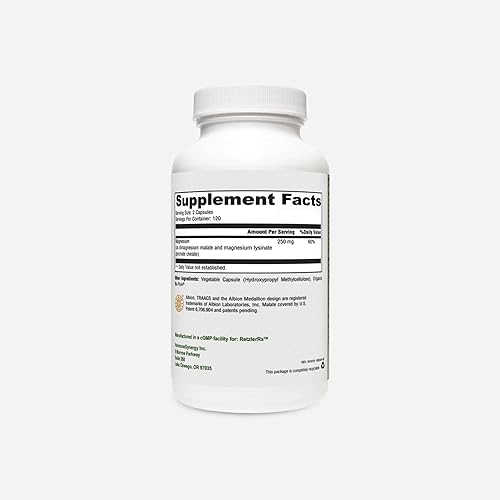 Miniatura 2 de RetzlerRx UltraMag 125 Suplemento de glicinato de magnesio – 240 cápsulas con TRAACS patentado para una mayor absorción – Apoya la salud