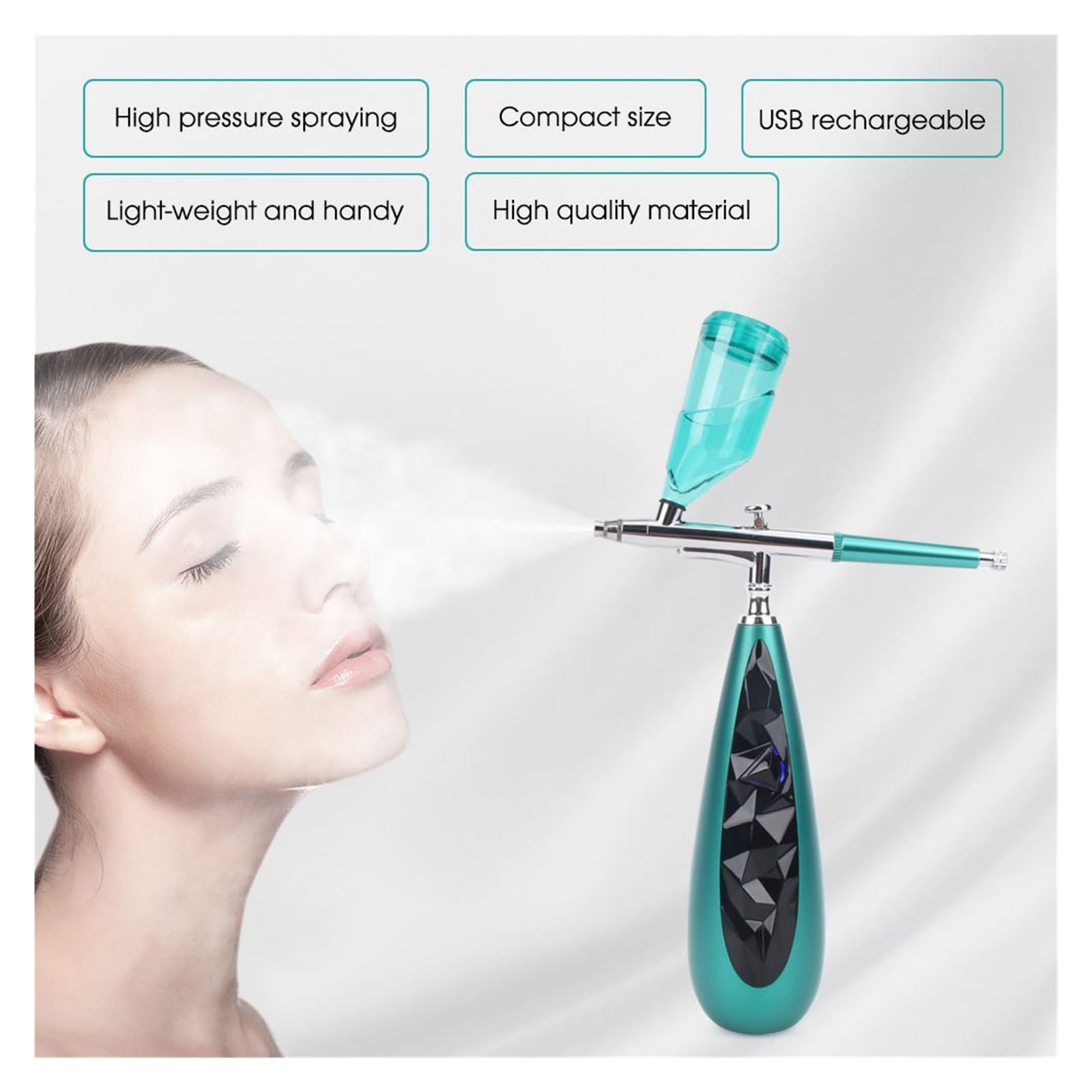 Airbrush Make-up Kompressor Gesicht Wasser Sauerstoff Sprayer Injektor Gesichtsfarbe Hautverjüngung Drahtlose Sauerstoffinfusion Mühelose Präzision Gleichmäßiger Sprühstrahl