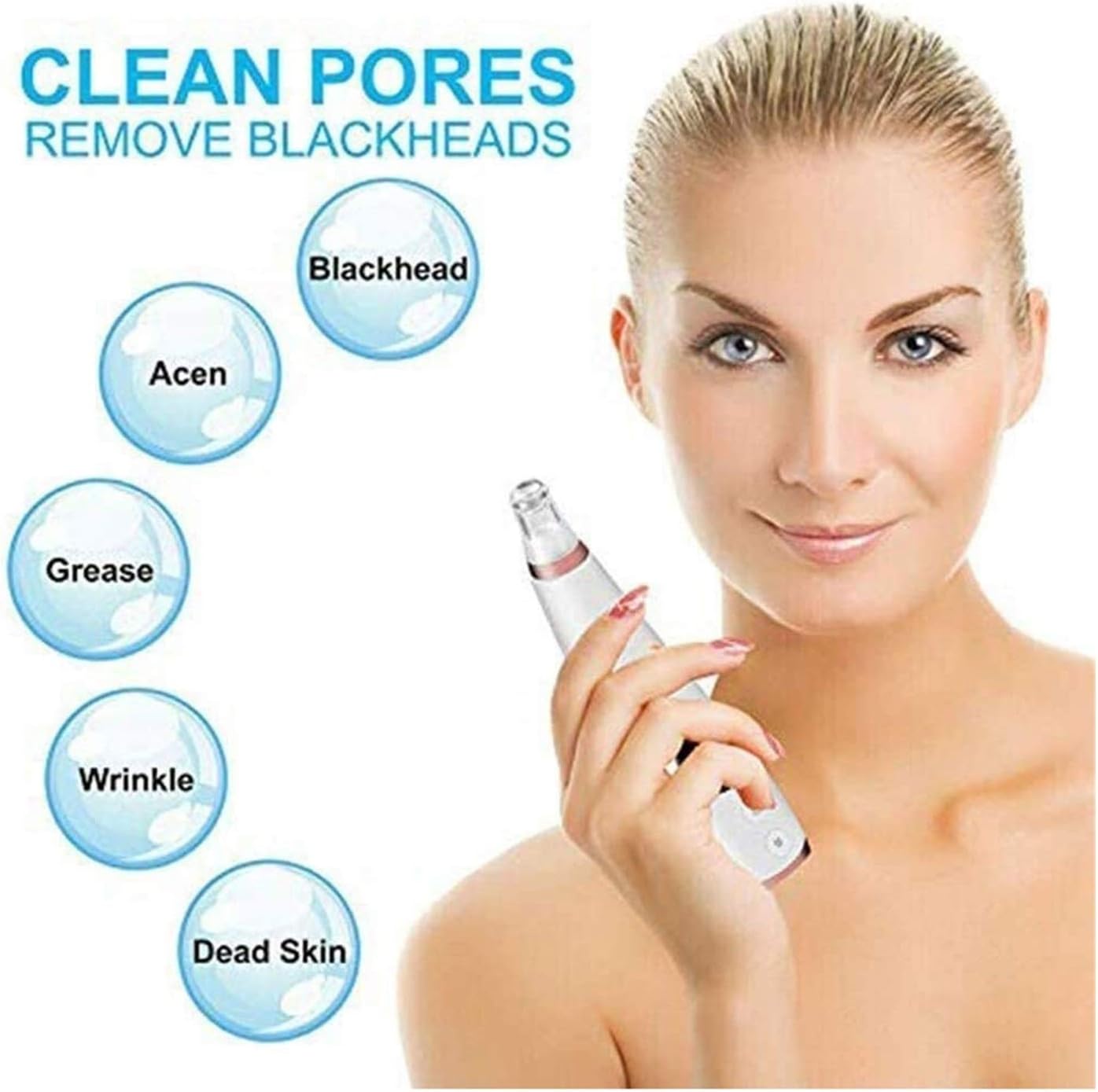 Blackhead Remover Pore - Electric Face Pore Cleaner Acne White Heads Removal with 6 Suction Head