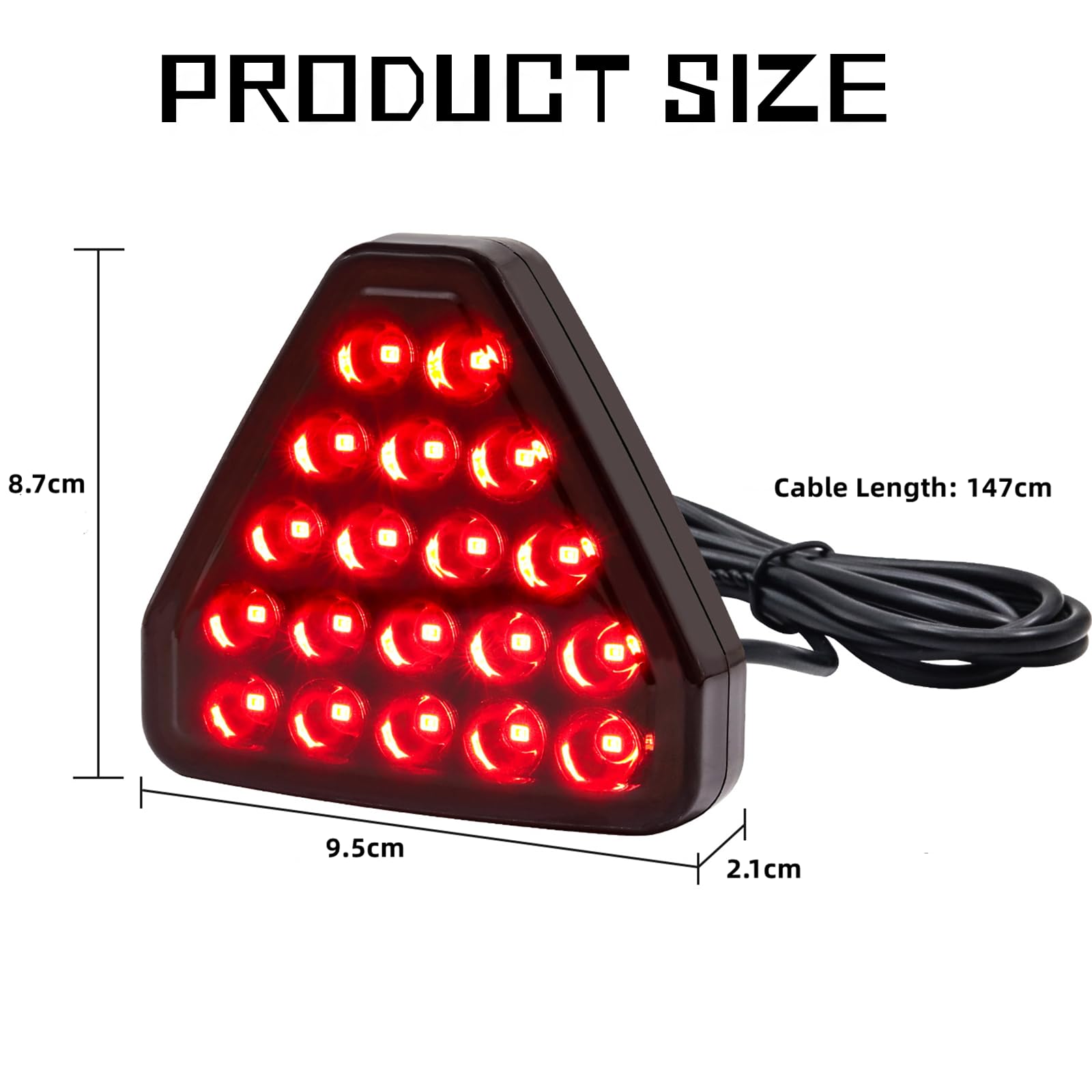 Luce posteriore a LED per auto, triangolare, ad alta posizione, terza luce di stop, universale, per auto, SUV, ATV, camion, 1 pezzo