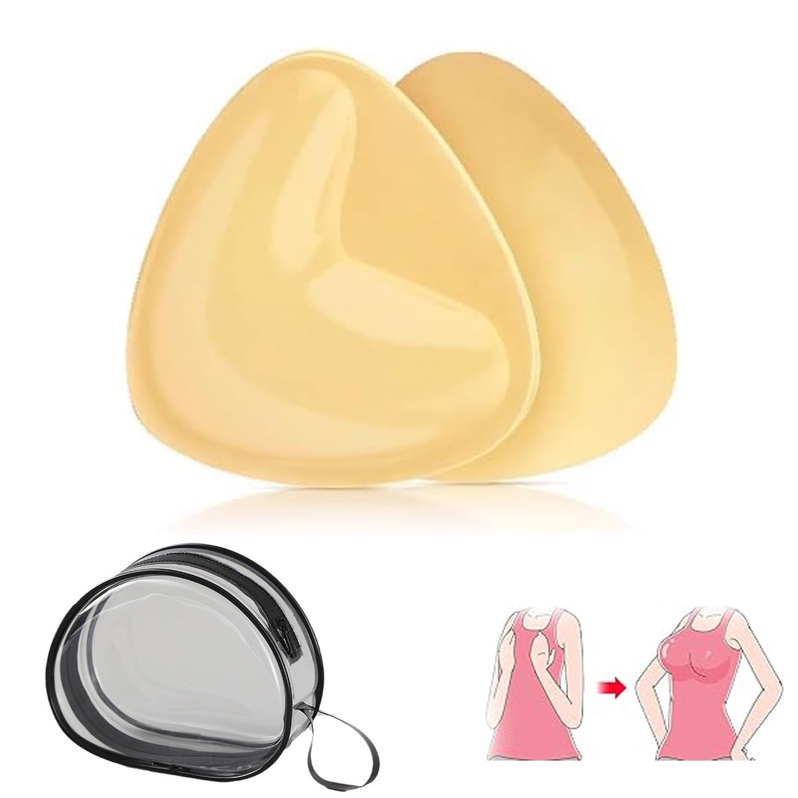 2 Pezzi Reggiseno Invisibile Push Up, Coppe Adesive Seno Imbottitura, Reggiseno Cuscinetti Adesivo Delicato sulla Pelle per Donna Matrimonio Bikini