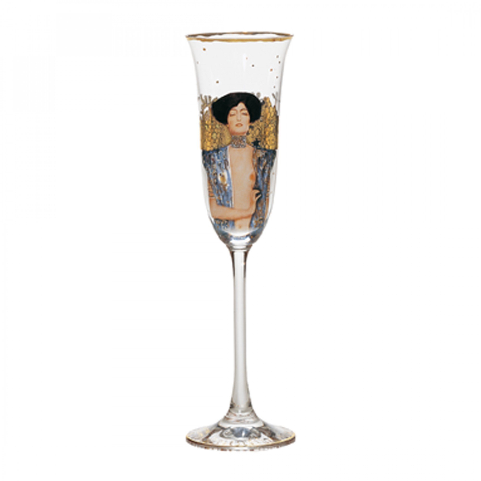 Flûte à champagne Klimt Judith par Arteum, verre d'art raffiné multicolore de 24 cm