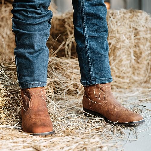 rollda cowboy boots for men western boots men39s square toe chunky heel mid-calf boots classic embroidered pull on boots