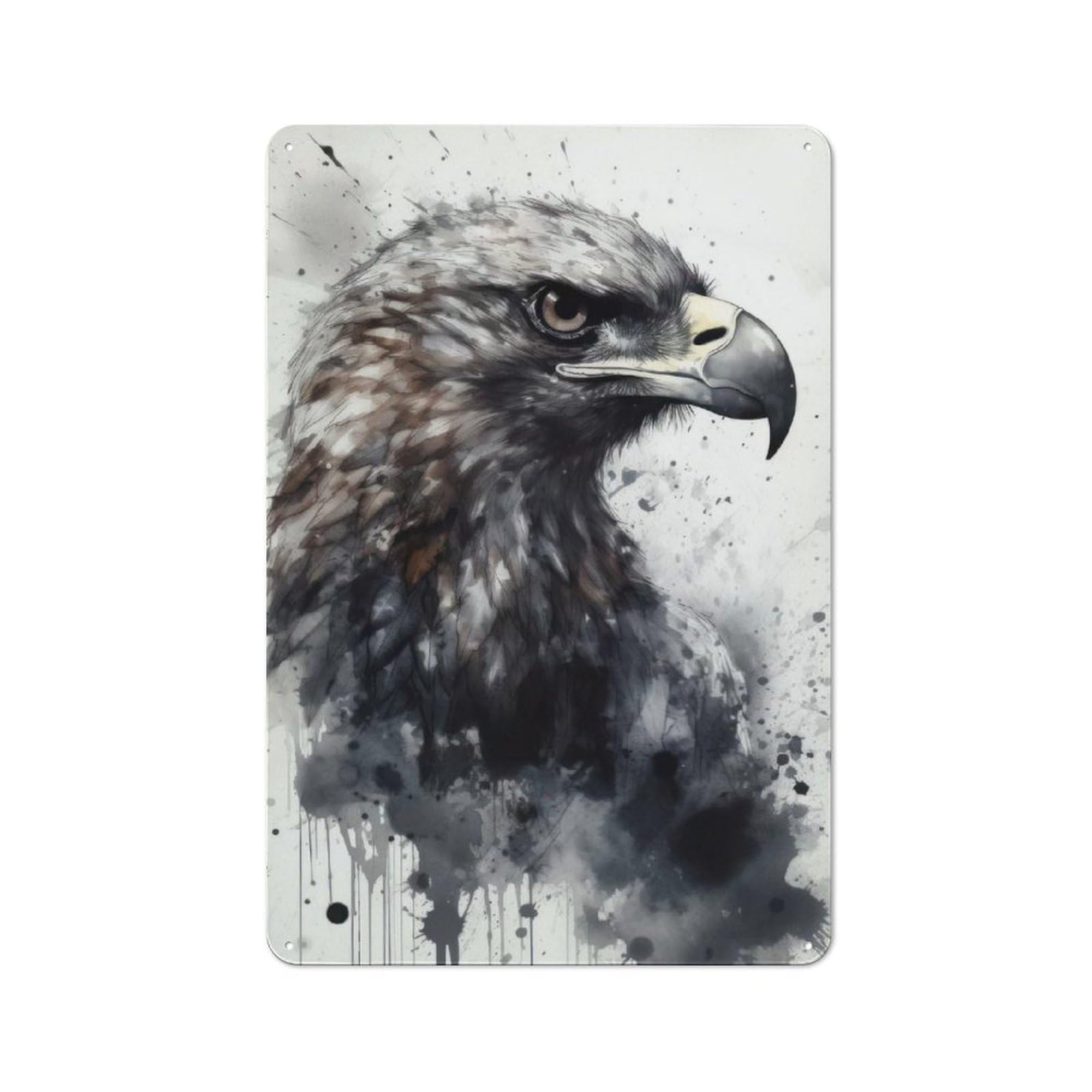 Eagle Beauty Black Ink Retro Metal Wall Decor 30x20cm, Decorative Tin Plaque for Pub, Home Bar, Shed Or Man Cave