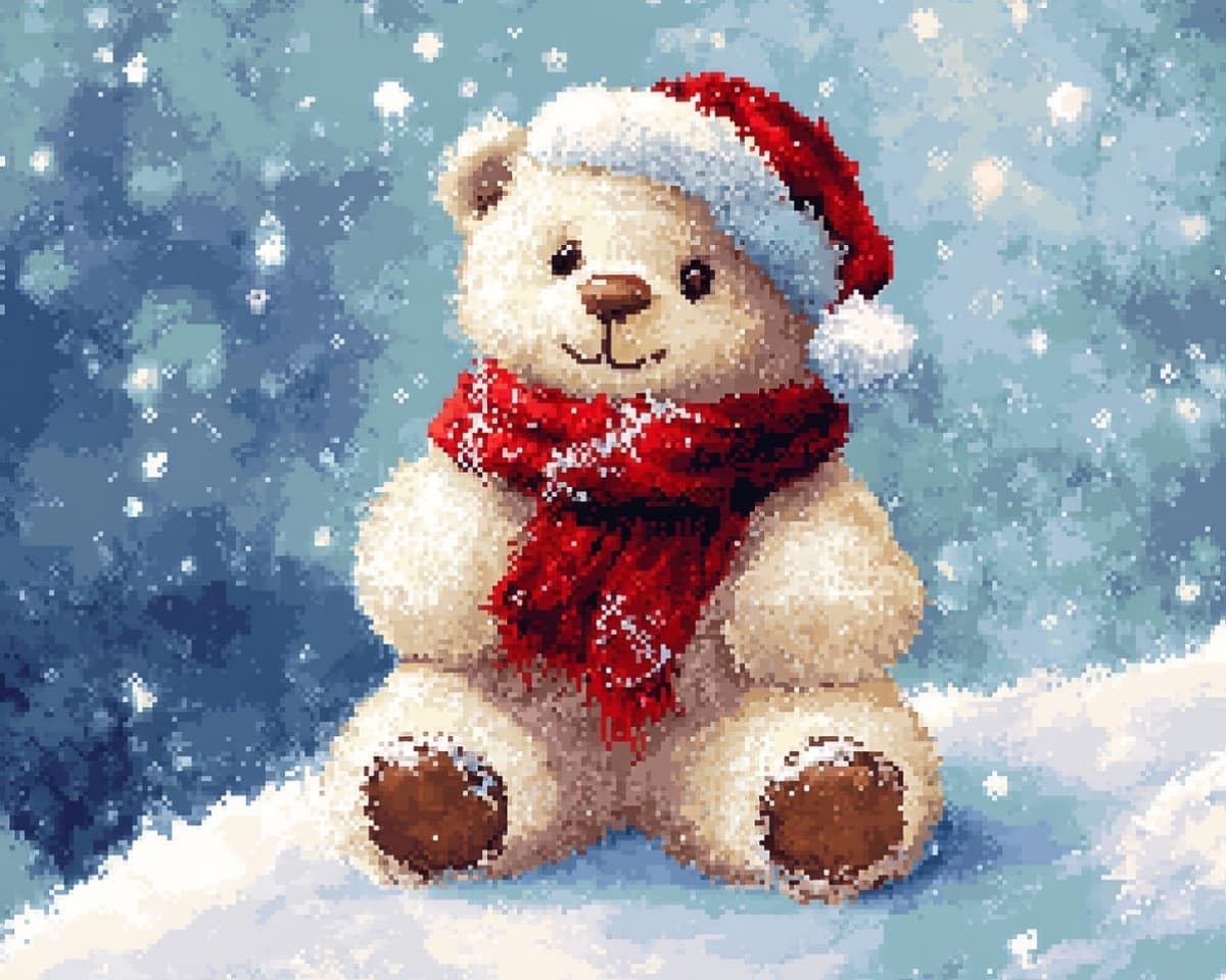 AxiangziK Cross Stitch Kits for Adults Beginners,Christmas Snow Bear 12x16 Inch Stamped Embroidery 11CT Needlepoint Kits Fun DIY Crafts Home Decor & Craft Gifts