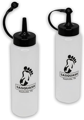 The Sasquash Squirt Bottle - Botella de grado profesional de 11.7 onzas líquidas de capacidad para hamburguesas de 11.7 onzas, tapa abatible con una