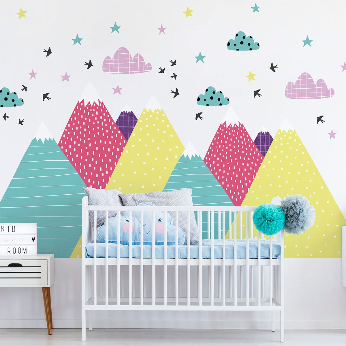 NEKA Children's Wall Stickers – Giant Wall Sticker for Child's Scandinavian Mountains – 60 x 90 cm