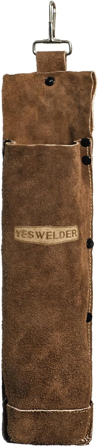 YESWELDER Flame Retardant cowhide leather welding rod holder, Thickened electrodes rod bag, Wearable Welding Electrode Storage Can