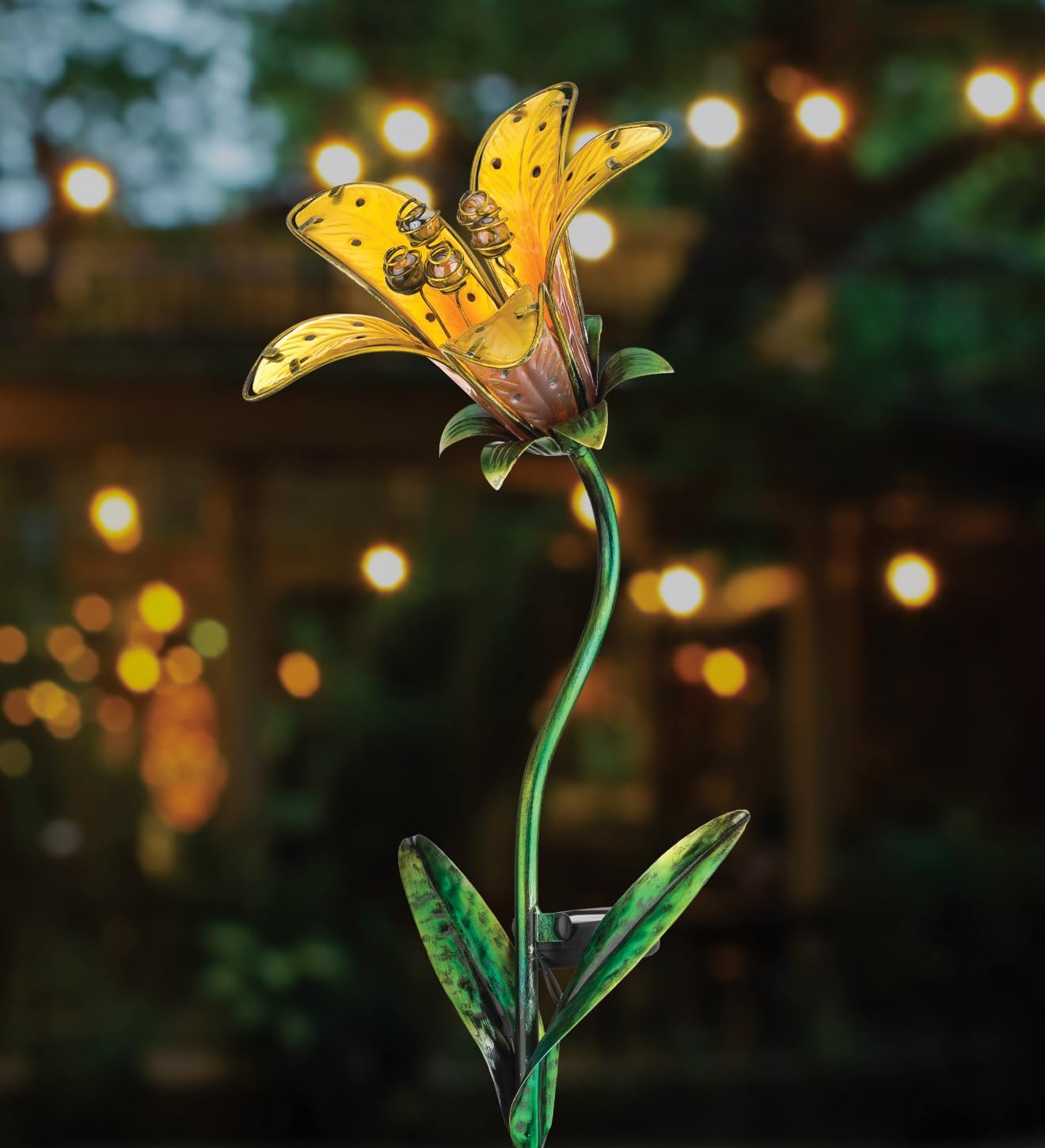 Regal Art & Gift 10839 Solar Tiger Lily, Yellow Garden Stake