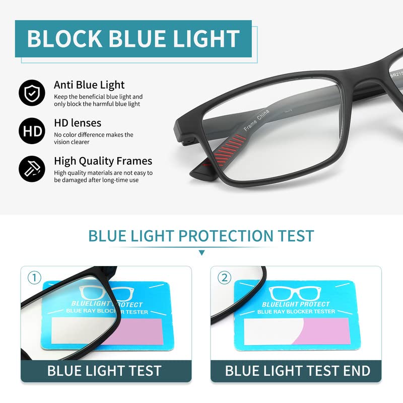 Image of 4 packs of blue block reading glasses (male and female), computer reader, UV block glasses (3.50x)
