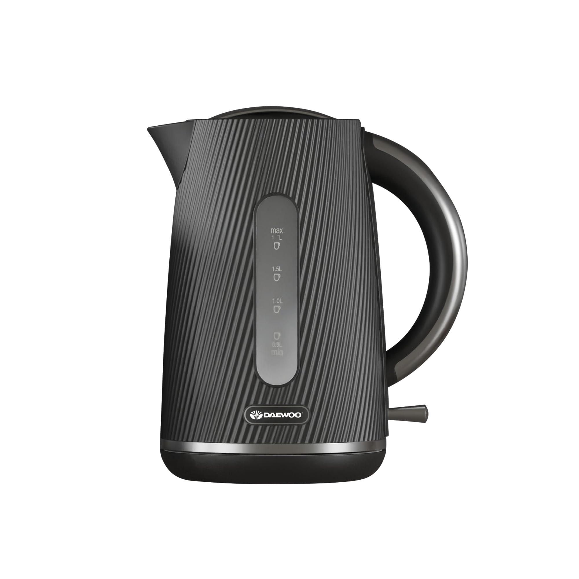 Daewoo Cascade 1.7L Electric Kettle – 3KW Fast Boil, Limescale Filter, Auto Shut-Off, Textured Black Finish, Cordless 360° Base, Quiet Boil Technology