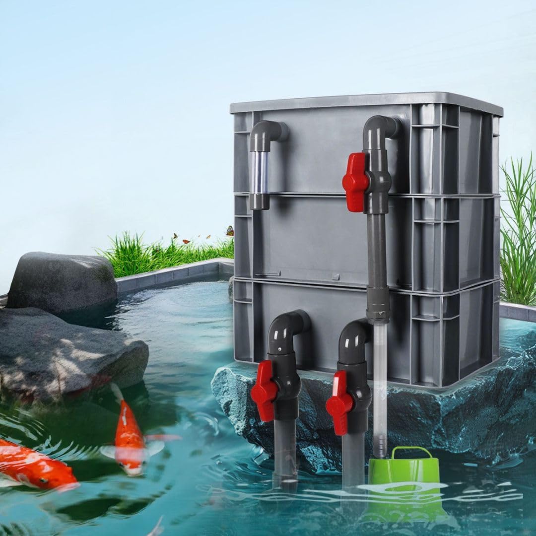 3-Layer Fish Tanks Filter Box, Aquarium Filter with 25W Pump and Filter Media, Suitable for 40-150 Gallon Large Fish Tanks and Outdoor Small Fish Ponds