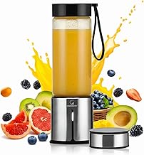 Goodscity Blender For Smoothie And Juices | Portable Hand Blender For Kitchen | Premium Usb Rechargeable Fruit Juicer Machine | 450Ml BPA FREE Food Grade Glass Jar| Long Battery Life |1 Year Warranty