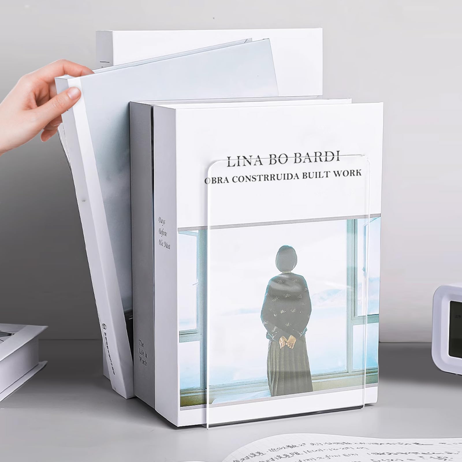 Fermalibri,Supporto per Libri Trasparente in Acrilico,Supporto per Merci Come fermalibri e Supporto,espositore per libro in acrilico per Casa, Biblioteca, Scuola, Studenti Regalo