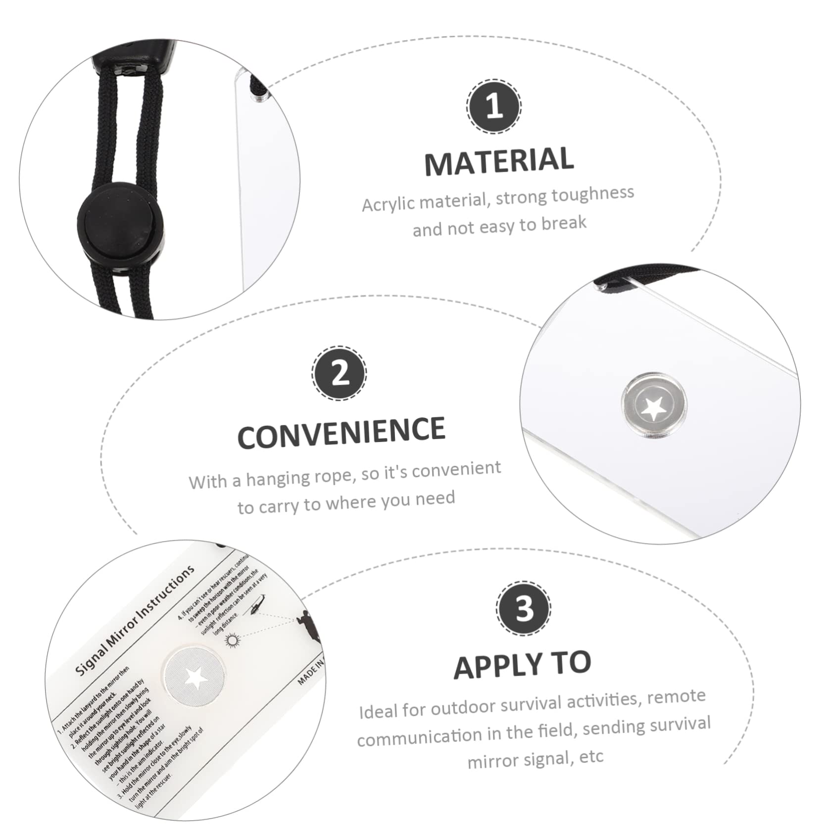 Abaodam Miroir de Signal pour Urgences Plein Air Miroir Réfléchissant pour Camping et Randonnée avec Corde de Suspension
