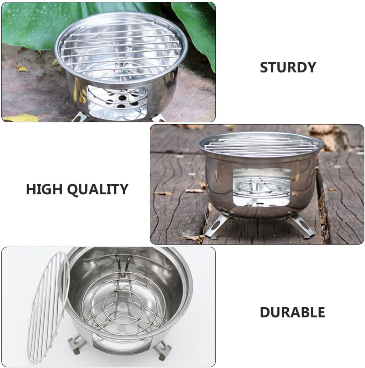 ORFOFE Portable Bbq Grill for Camping Grill Small Barbecue Stove Round Camping Outdoor Accessory