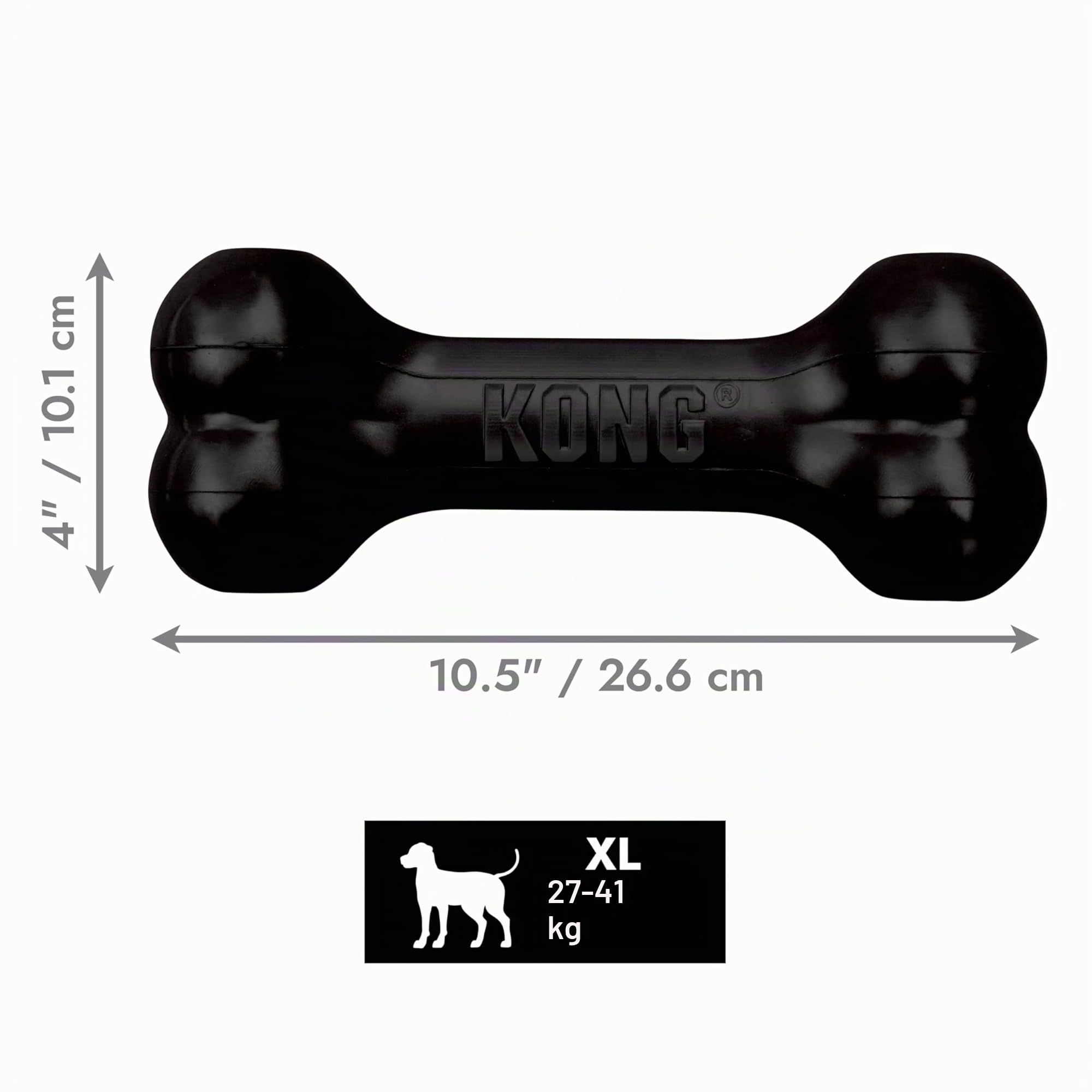 Kong - Extreme Goodie Bone Os pour Chien en Caoutchouc Naturel Le Plus Durable pour Les mâcheurs puissants – Noir – pour Chiens de très Grande Taille