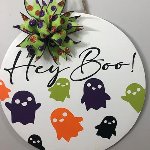 Miniatura 5 de Plantillas de Halloween para pintar sobre madera, plantilla redonda de Halloween de 12 pulgadas, plantillas de Hey Boo Trick or Treat Hocus Pocus
