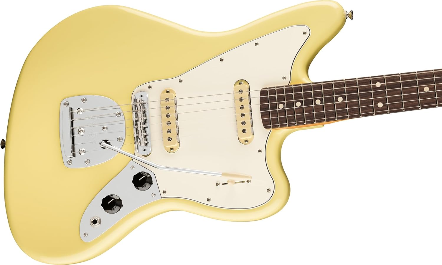 Fender Player II Jaguar - Hialeah Yellow Bundle with Gig Bag, Strap, Cable, 3-Pack Picks and Guitar Cleaning Kit