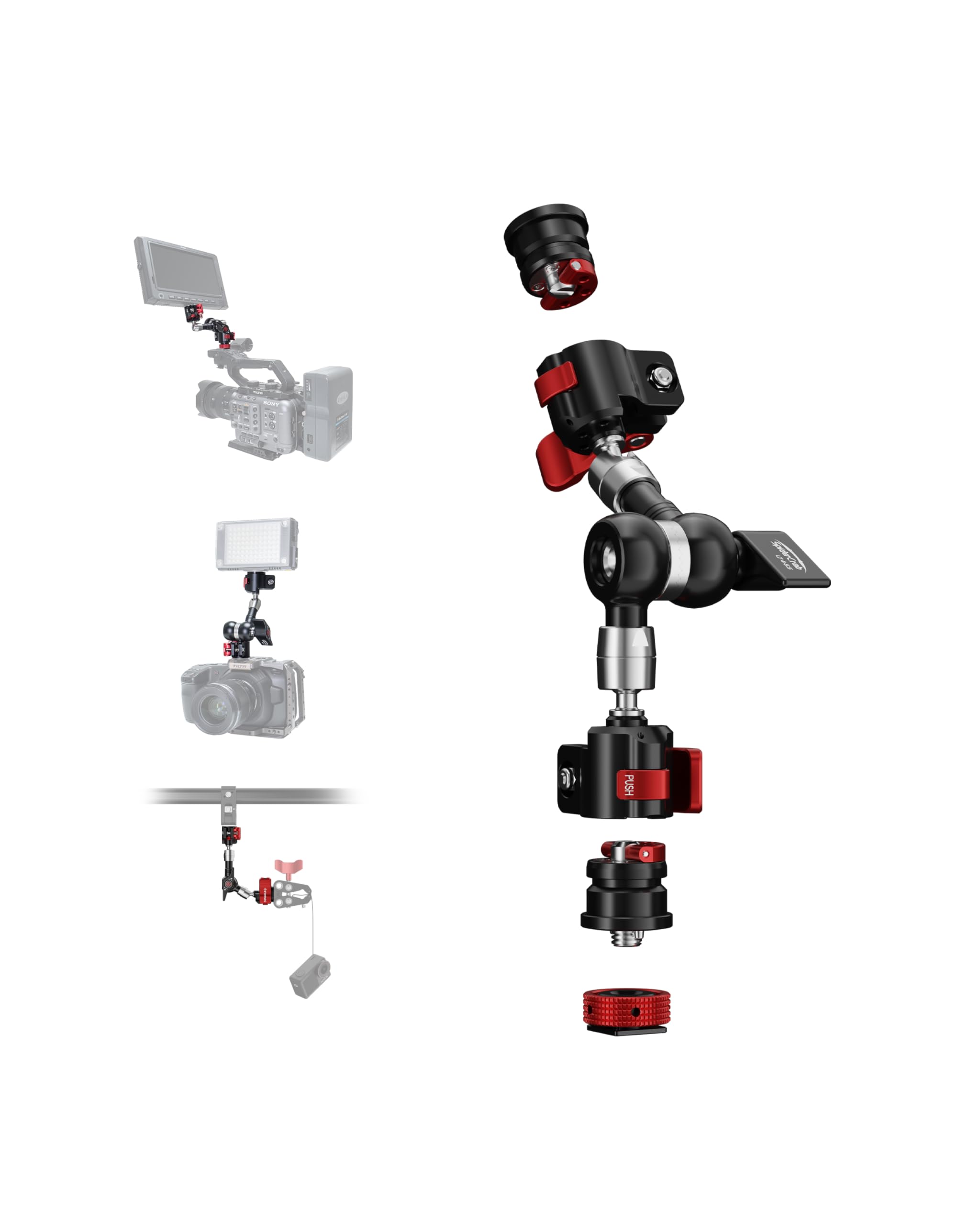 Magic Arm Spider Crab MA3-4,Camera Arm with 1/4''&3/8''Screw,7inch Articulating Arm for Video Monitor,Flash Light,Microphone,LED,Monitor,Payload 13.23lbs/6kg