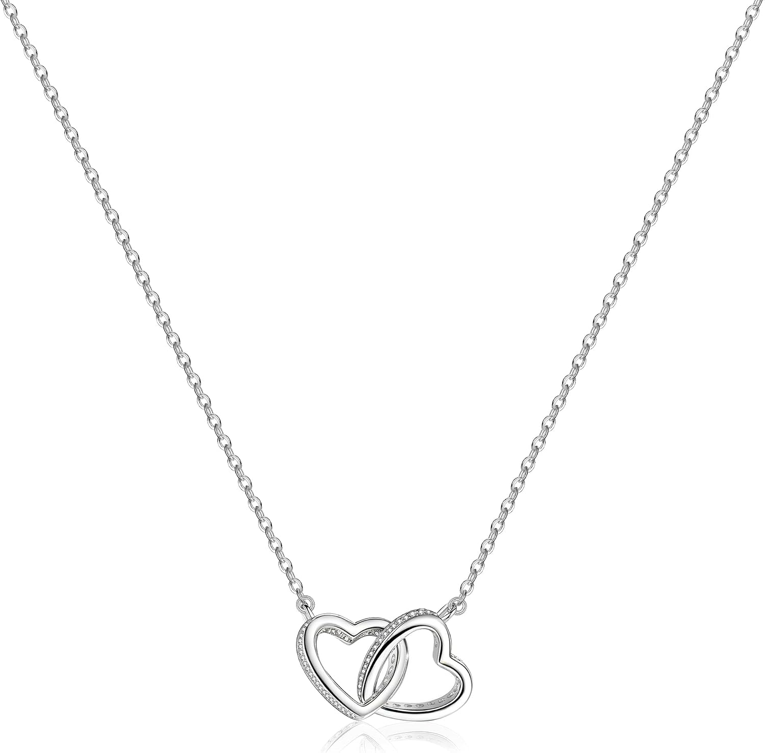 925 Sterling Silve Necklaces for Women Silver Heart Pendant Necklace for Women Charm Dainty Cute Cz Adjustable Women's Necklaces