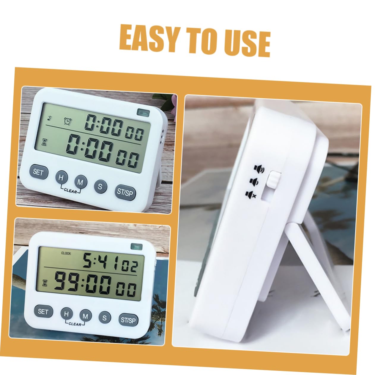 Anneome 3 Piezas Temporizador de Cocina para cocinar Reloj silencioso Temporizador de Mesa Reloj Arriba - Digital cronómetro Dispositivo de de Laboratorio