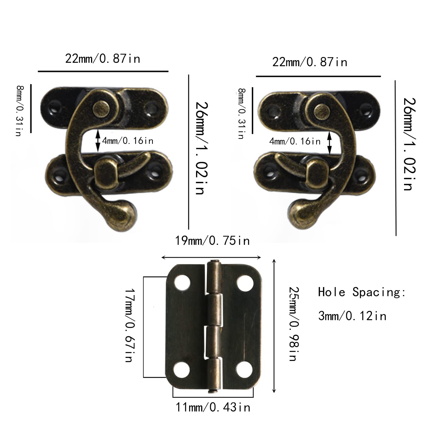 20 Pezzi Bronzo Hasp, Hasp Antico Legno, 40 Pezzi Cerniere Per Scatola, Con Viti, Per Artigianato Retrò, Come Scatole Retrò In Legno, Scatole Regalo, Scatole Per Vino, Cassette Per Attrezzi