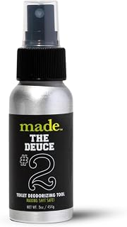 made The Deuce Post-Poo Spray for Men | Masculine Citrus & Wood Scent with Essential Oils | Blocks Odor Before It Starts | 200+ Uses | Aluminum Bottle | Toilet Deodorizer with Grapefruit, Cedar & Mint