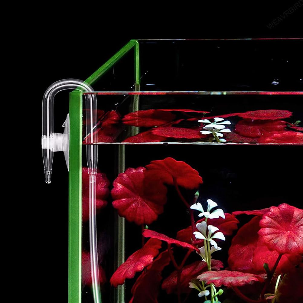 POPETPOP Difusor de CO2 para acuario en forma de U Tubo de vidrio de refinación de CO2 Tubo de dióxido de carbono Conector de manguera para acuario Fish Tank Accesorios de bomba de aire transparente