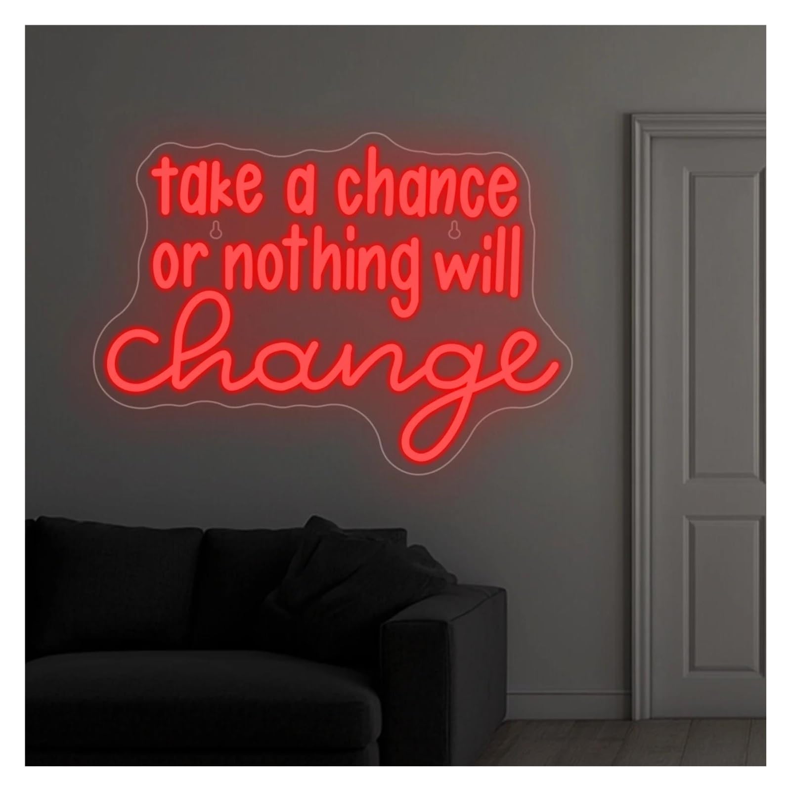 Luz de Diseño de Digital Take A Chance Or Nothing Will Change Letrero De Neón Decoración De Pared Letra Luz Regulable Para Gimnasio En Casa Sala 42cm×30cm