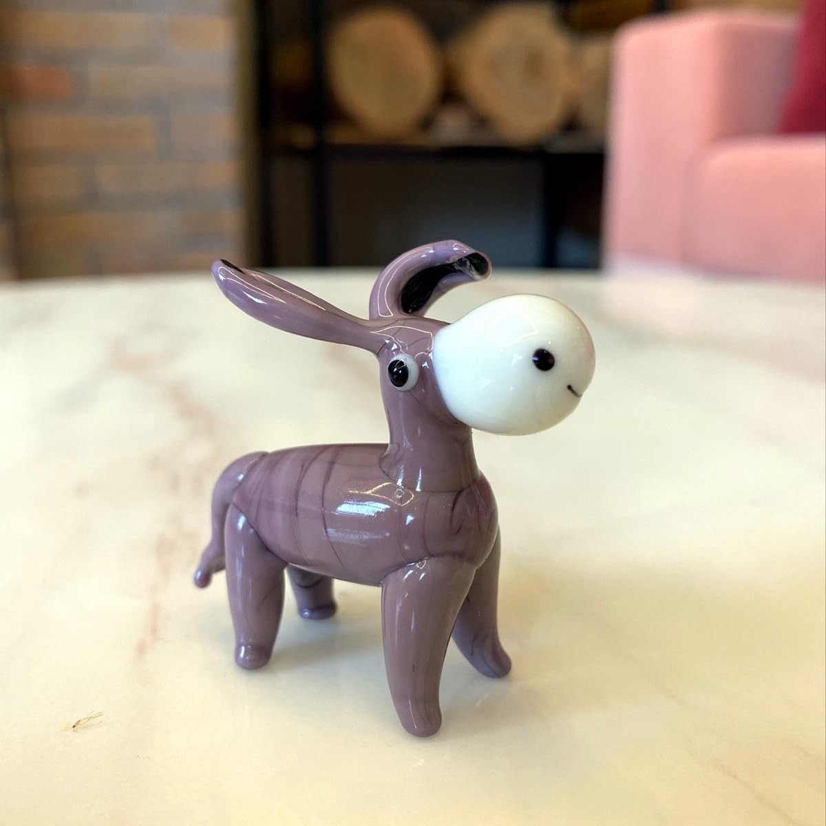 Crystal Donkey Animal Figurines Miniature Glass Hand Blown Modern Vivid Craft Home Decor Accessories Christmas Kids Gift (Color : Gery)