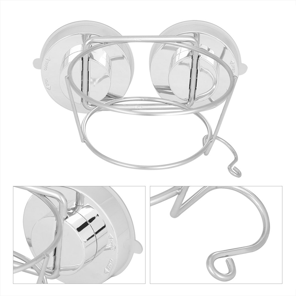 nobrands Samfox Hair Dryer Holder, Stainless Steel Suction Cup Wall-Mounted Hair Dryer Holder Stand Hanging Rack for Home Bathroom - Image 4