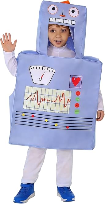 GRAJTCIN Unisex Robot Costume for Kids Funny Printed Space Themed Robot Outfits for Boys and Girls