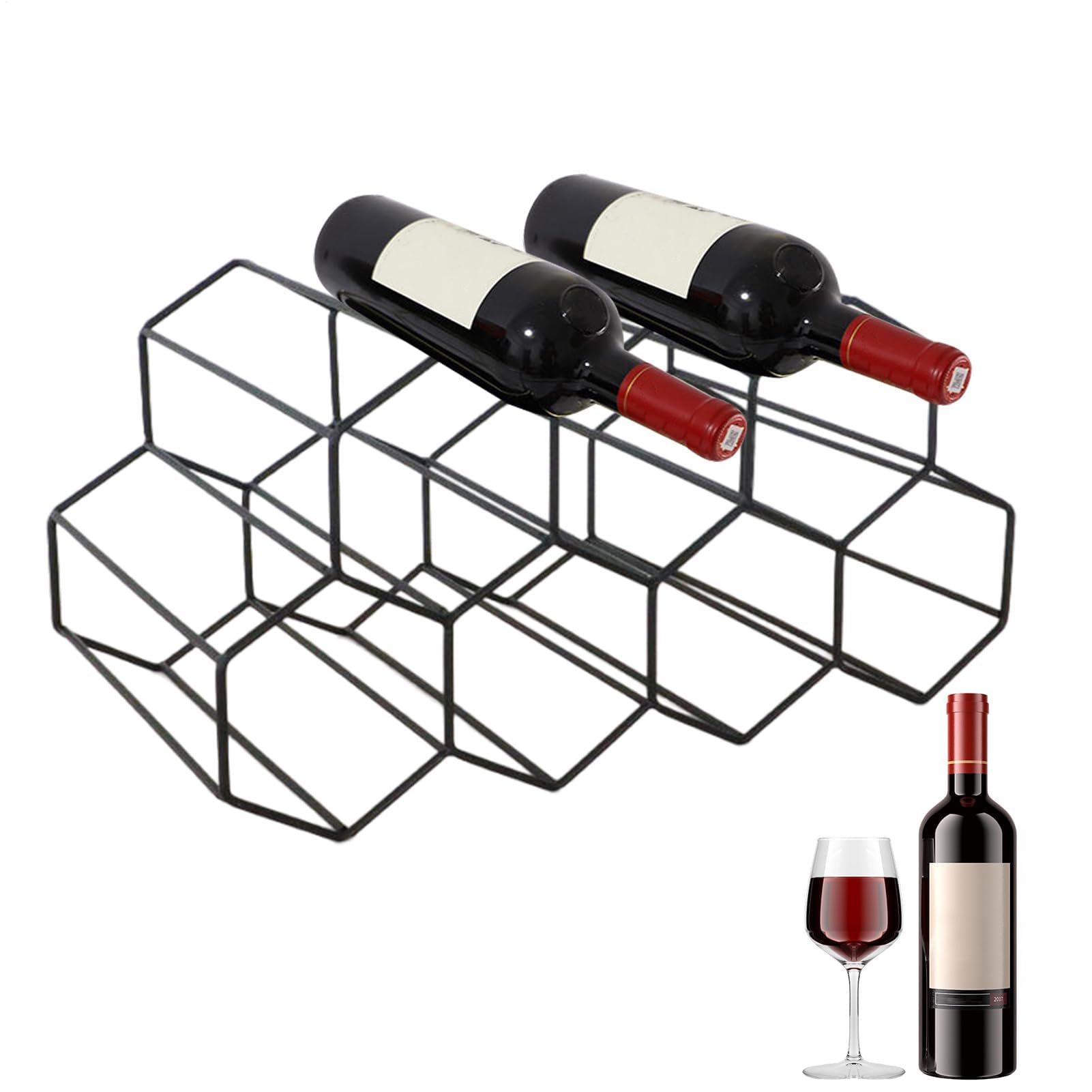 Nizador de botellas de vino de 3 niveles | Gabinete de metal para encimera | Soportes de suelo | Elegante solución de almacenamiento de vino para el hogar y la cocina