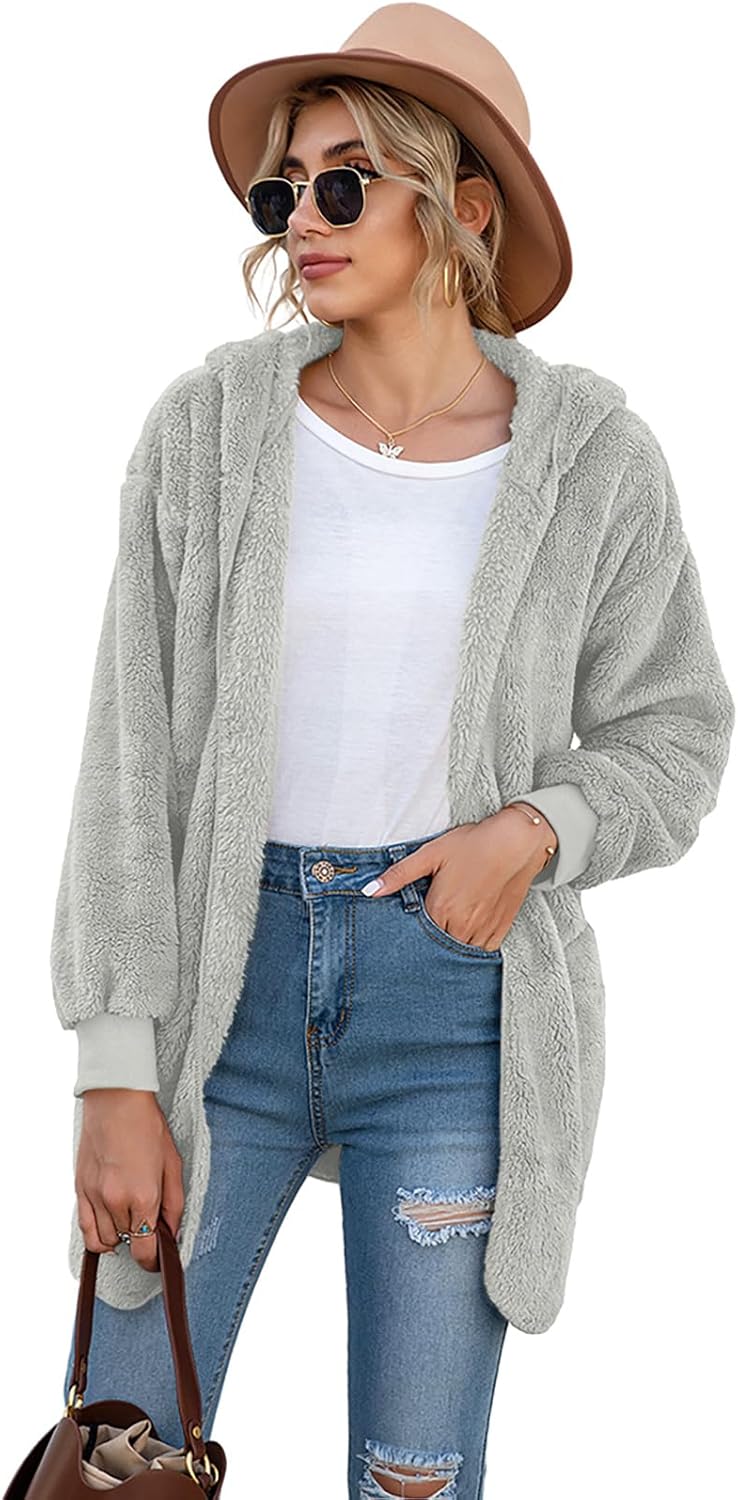 LONGYUAN Womens Jacket Winter Coats Hooded Cardigan Fleece Sweaters - Image 2