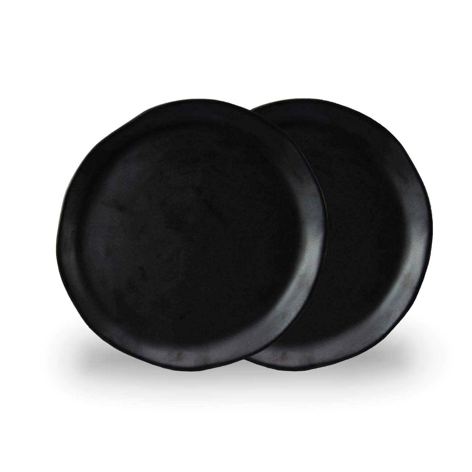 roroCeramic Stoneware Hand-Molded Matte Black Dinner Plate, Set of 2