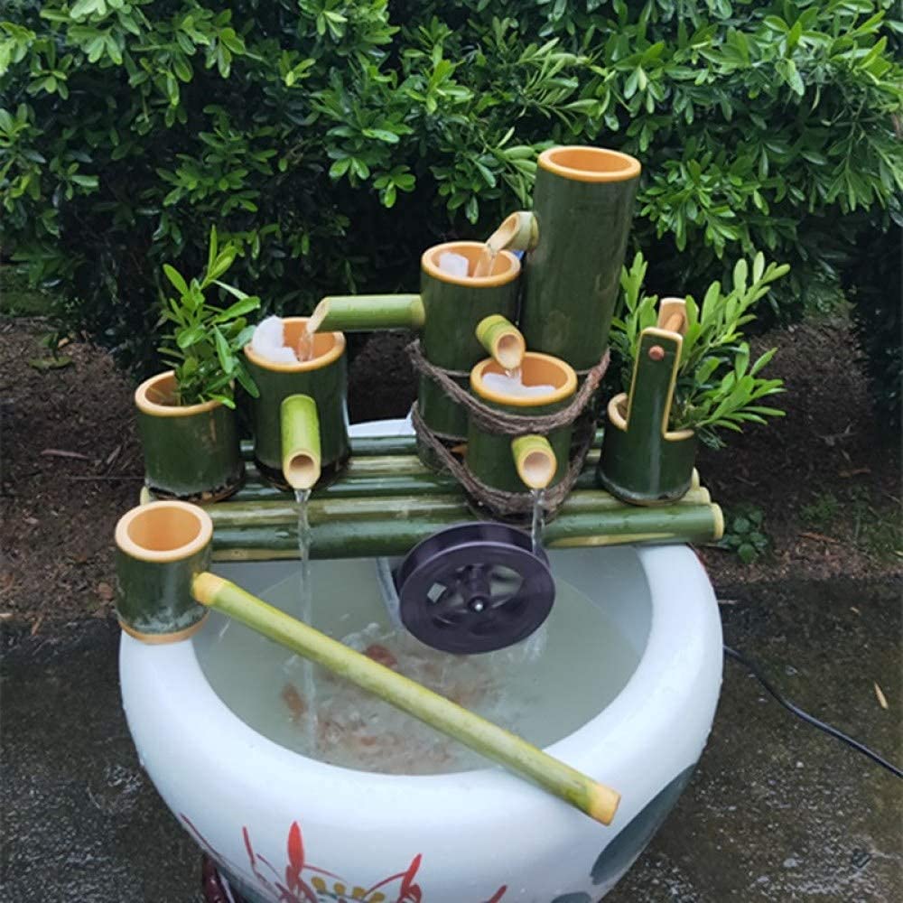 Fontaine de Jardin en Bambou avec Pompe, Sculptures et Statues de Cascade, décoration extérieure, Cadeau Japonais, 45 cm, Fontaine d'intérieur