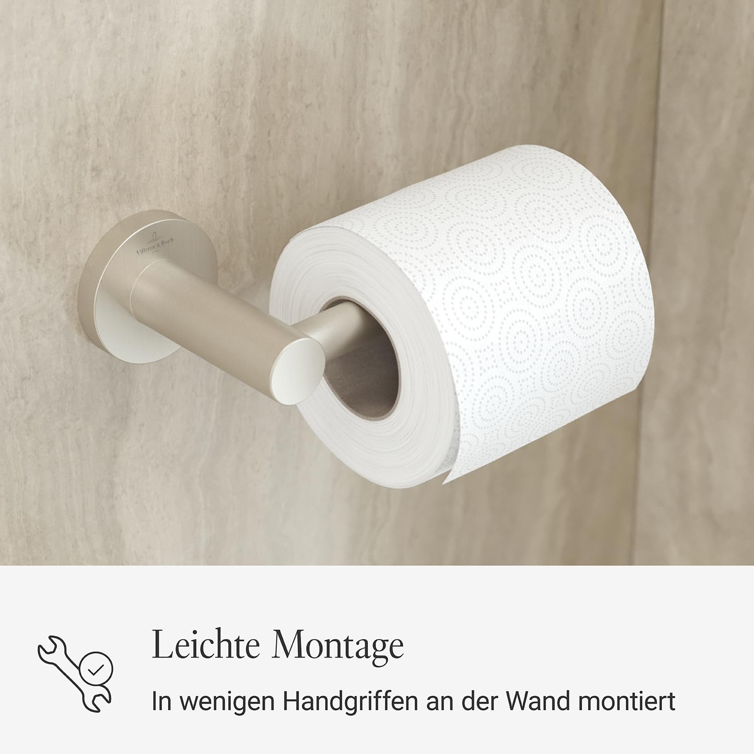 Villeroy & Boch Elements Tender Toilettenpapierhalter, rund – Nickel Matt