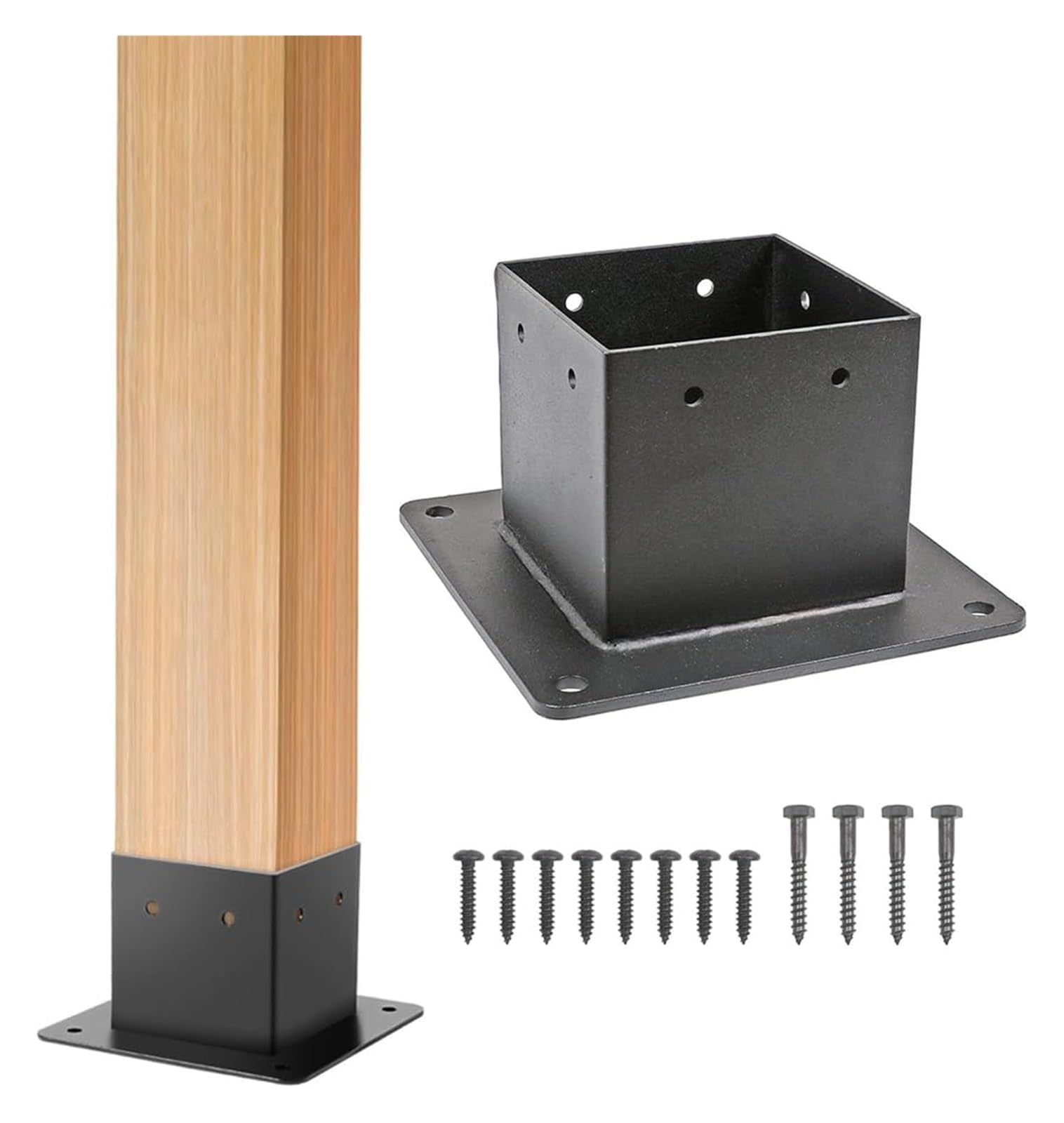 Fence Posts， 4x4 Wood Fence Post Base Kit Heavy Duty Thick Steel Brackets with Screws(1pc)