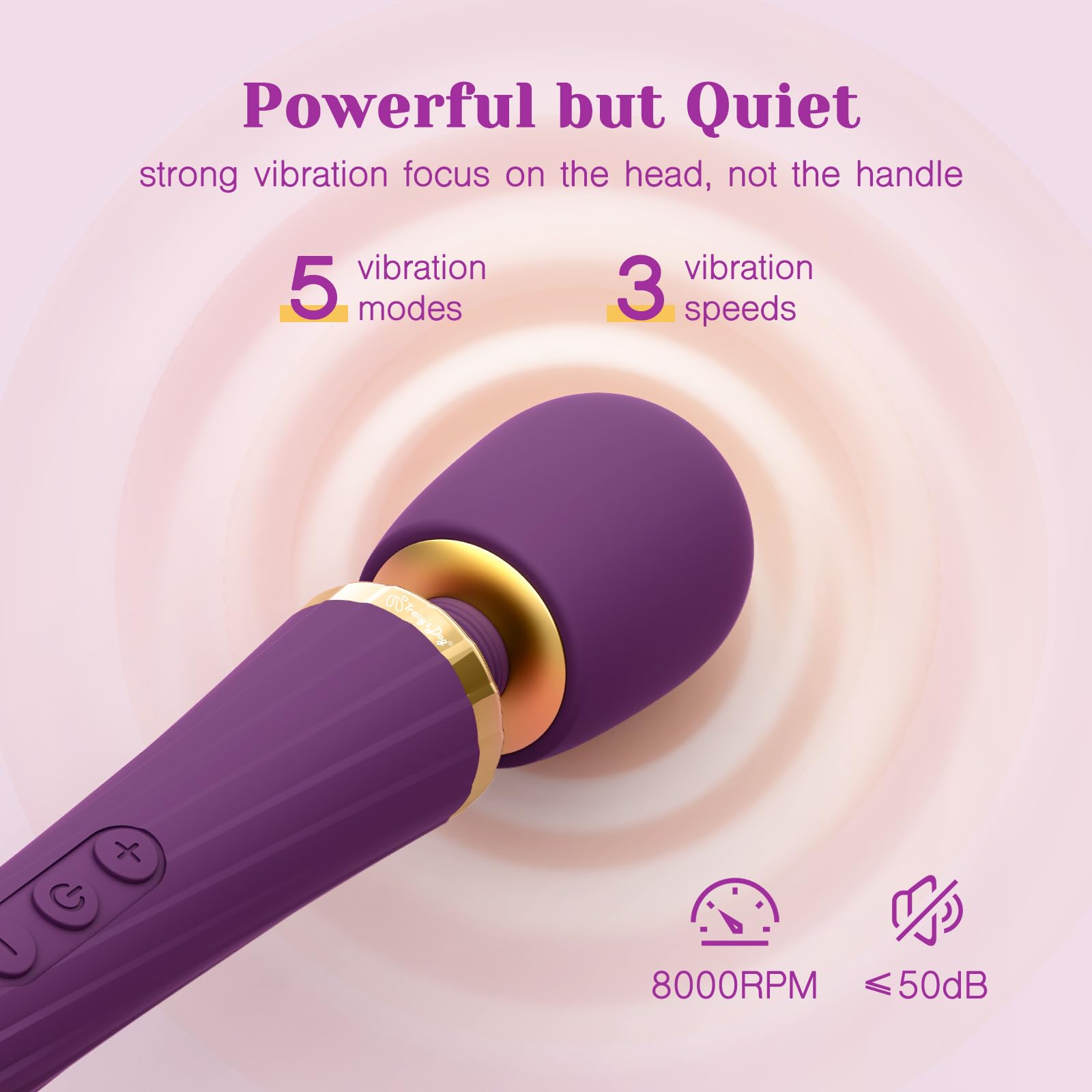 Tracy's Dog Wand Vibrator for Women- Powerful Cordless Full-Body Massager, Waterproof & Rechargeable, Clit Stimulator with 5 Modes & 3 Speeds, Adult Sex Toys for Solo & Couples, Erotic Massage, Hammer: Standard Imperial Purple