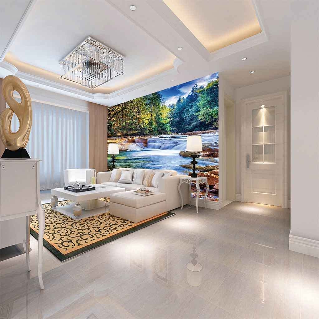 Papel Pintado Mural 3D Paisaje Del Arroyo Del Bosque Papel Pintado Mural 3D Papel Pintado De Pared Carteles De Pared Pegatina De Pared Borde Autoadhesivo Ladrillo Baño Dormitor 200(ancho)x150(alto) cm
