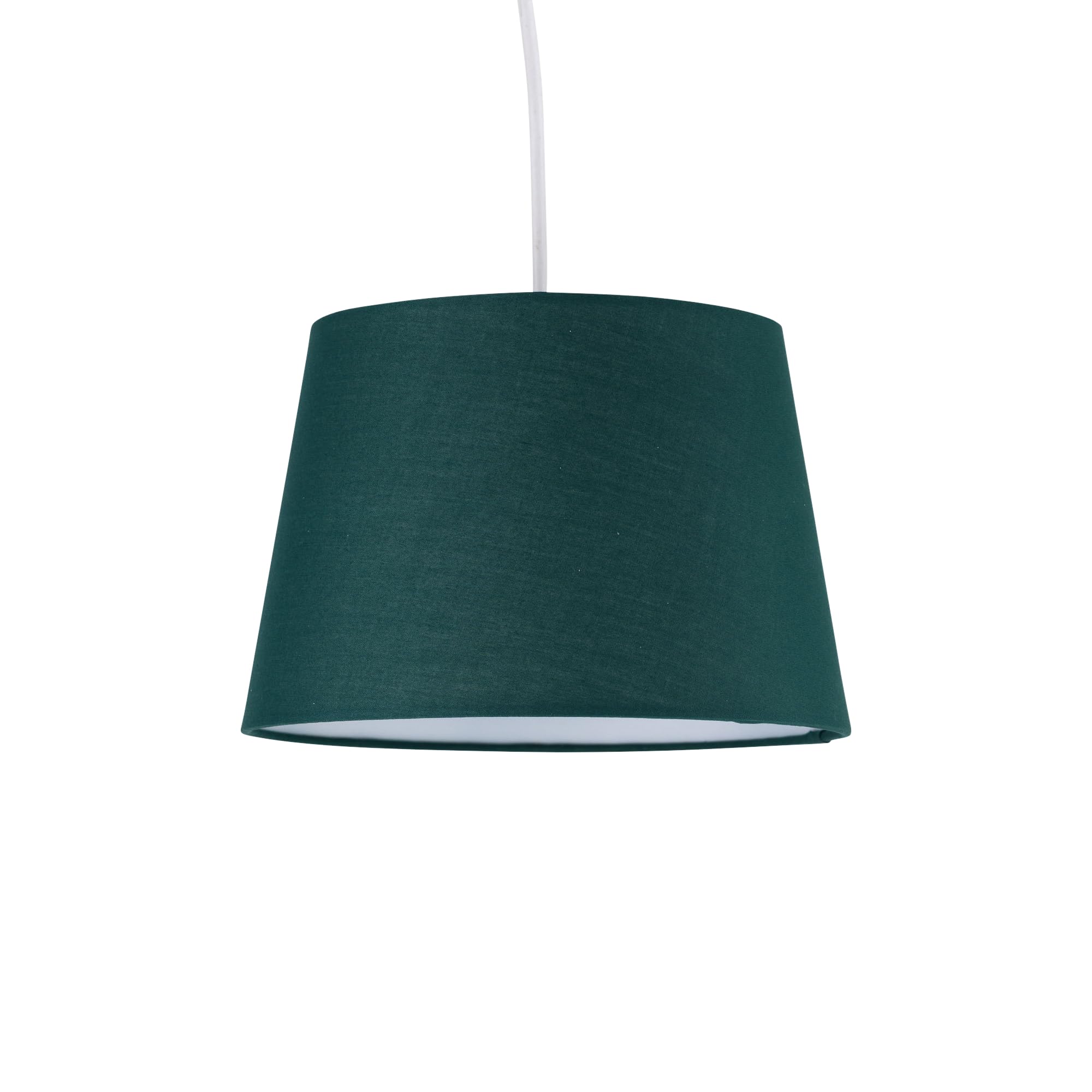 B&Q -  Dark Green Cotton 23Cm Tapered Cylinder Pendant Or Lamp Shade